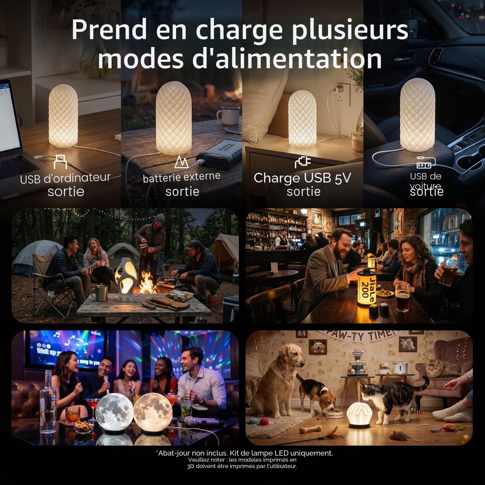 3x Kit de Lampe LED 001 compatible avec Bambu Lab A1 mini/A1/P1S/P2S/X1C et Makerworld pour impressions 3D, 3 températures de couleur, mémoire de couleur, pièces détachées DIY pour matériel