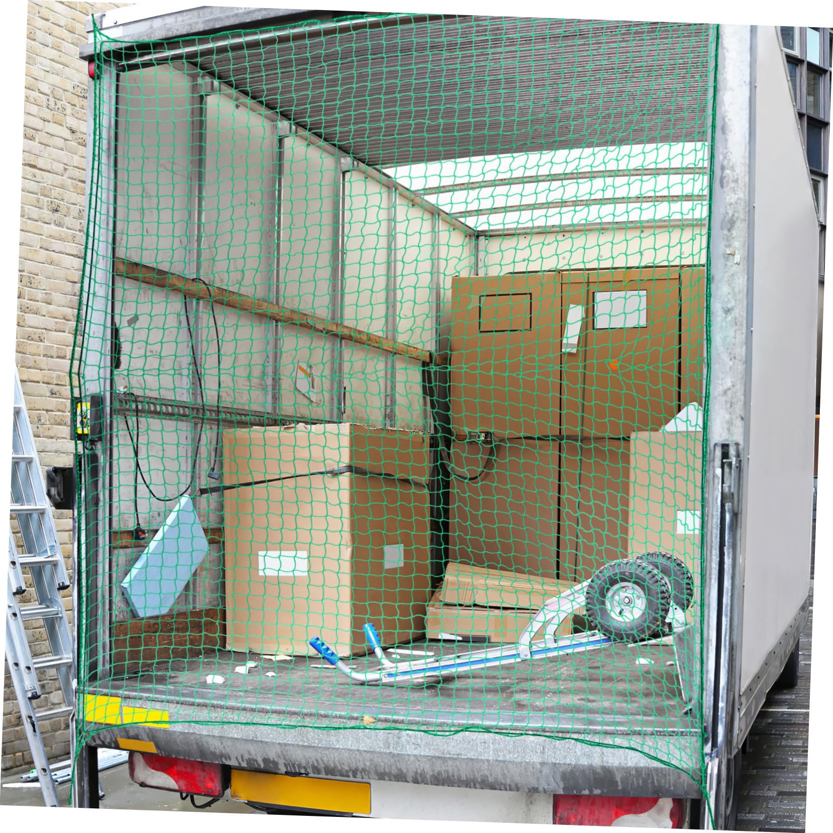 LKW Ladeflächennetz aus Nylon Grün, Reißfestes Netz | Ladeflächen und Gepäckträger, Hält Kleinteile Sicher Zurück, Geeignet für Umzug und Schüttgut