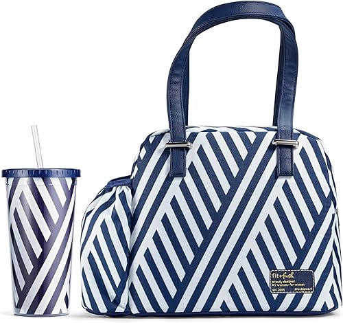 Miniatura 14 de Fit & Fresh Lonchera grande aislada a prueba de fugas y resistente a las manchas para mujer con bolsillo expandible para botella, cierre