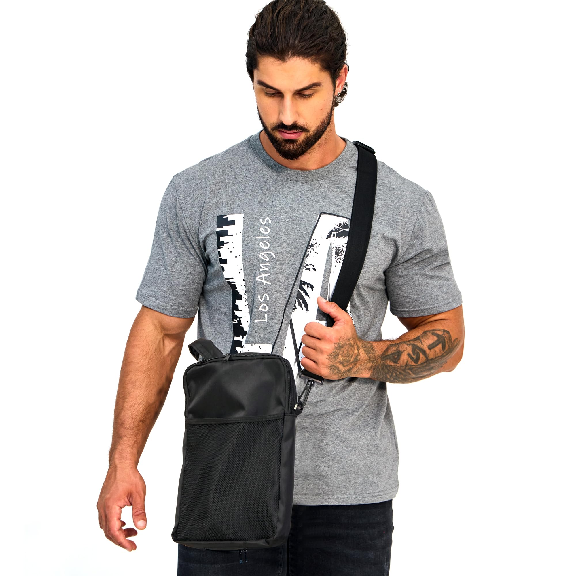 JARCEEVAN Urine Drainage Bag Holder with Catheter Bag Covers Internal Fixation Buckle Adjustable Shoulder Strap Urinary Bag Post-Ope (Black1)