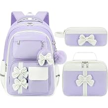 Back to School Backpack for Girls Backpack with Lunch Box Kids Backpack for School Backpacks for Girls Teens Bookbag (Purple)