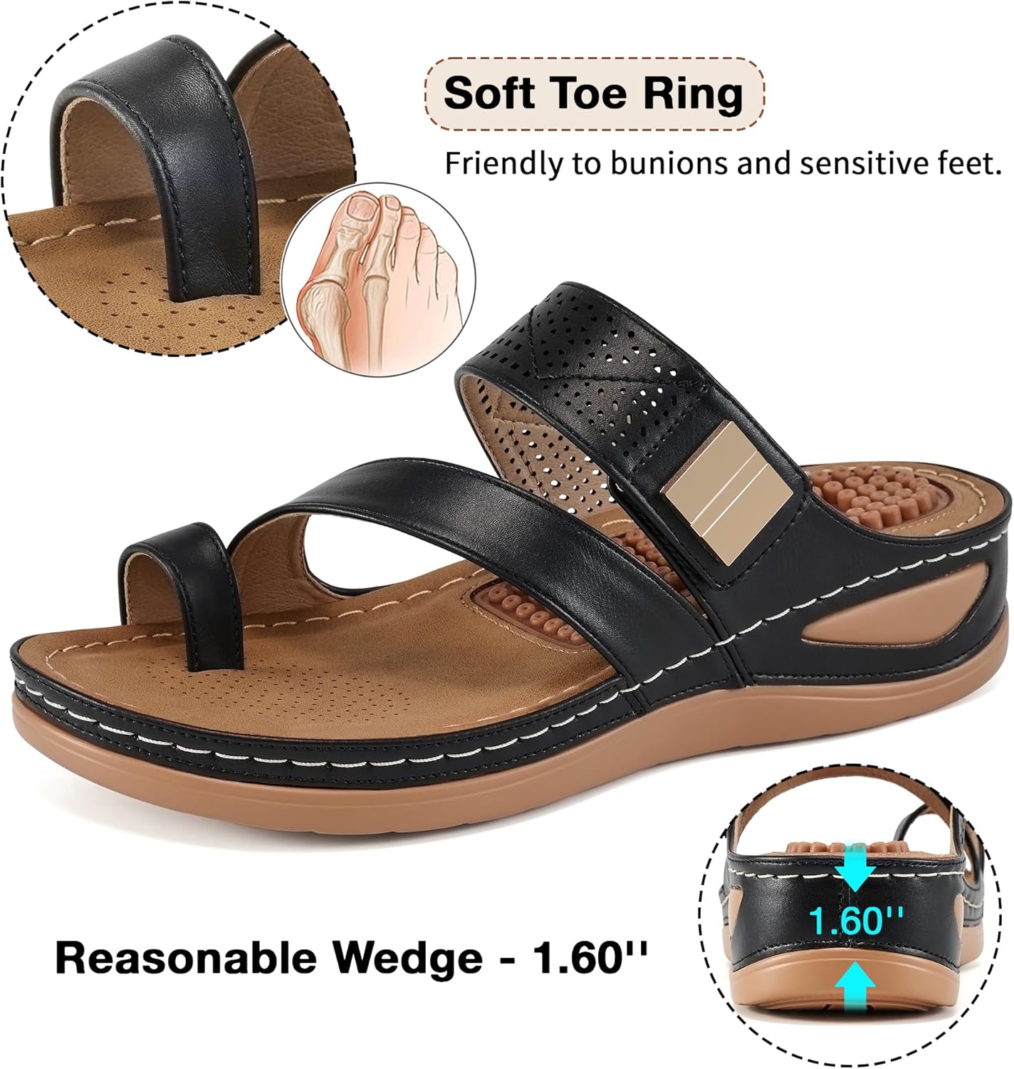 FUDYNMALC Womens Sandals Wedge Shoes: Comfortable Orthopedic Sandals for Women Casual Summer Dressy Flip Flops Beach Walking Sandals - Image 4
