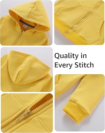 Boys Luxury Plush Fleece Lined Zip Up Hoodies, Unisex Kids Cozy Lining Sweatshirts, Soft & Warm Jacket for Girls