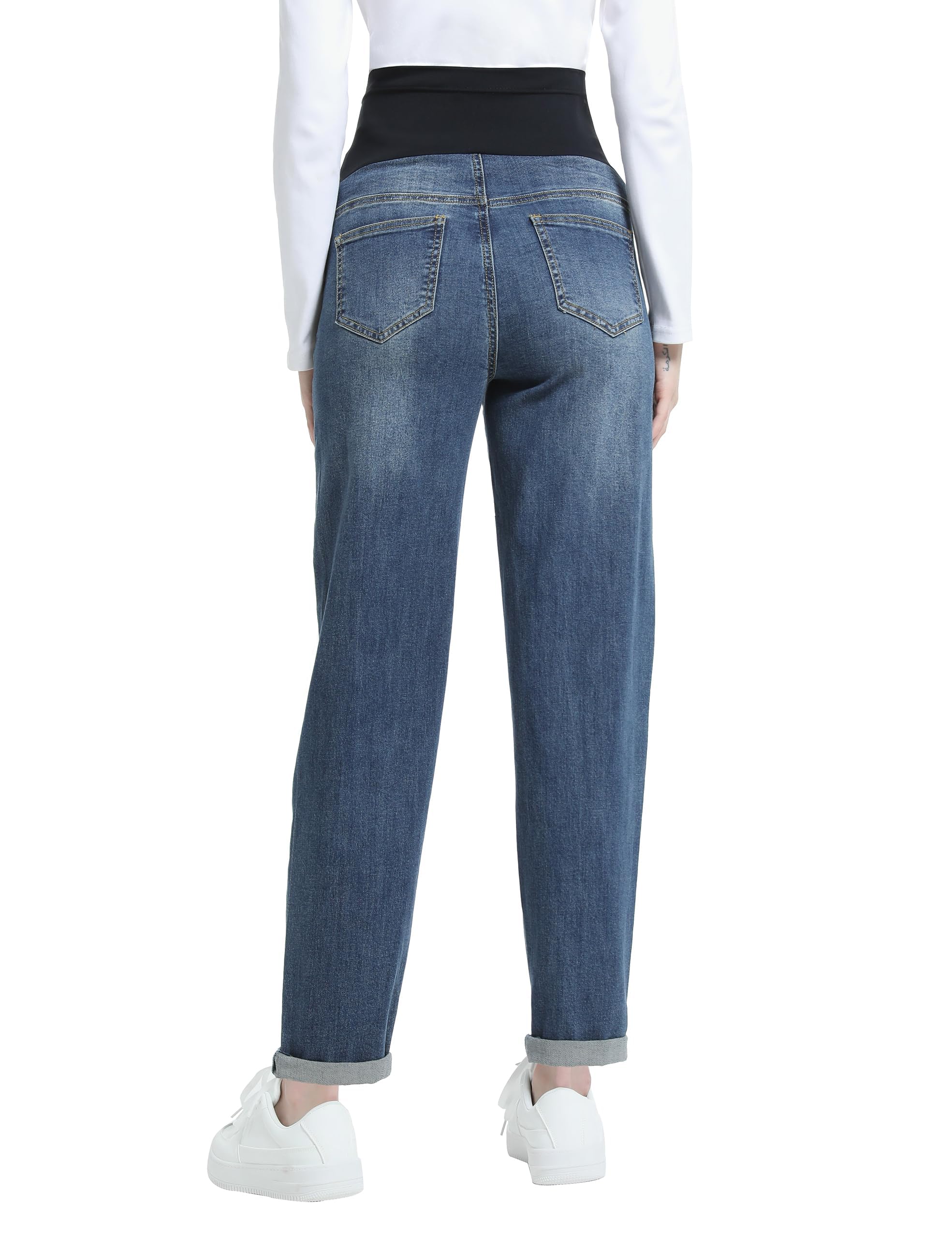 Jean de grossesse pour femme au-dessus du ventre Boyfriend Jeans de grossesse en denim avec poches