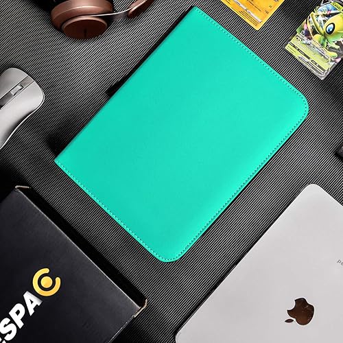 Miniatura 7 de TONESPAC Carpeta de 900 tarjetas verde azulado con 9 bolsillos, material de poliuretano duradero e impermeable, sin ácidos, adecuado para todos los