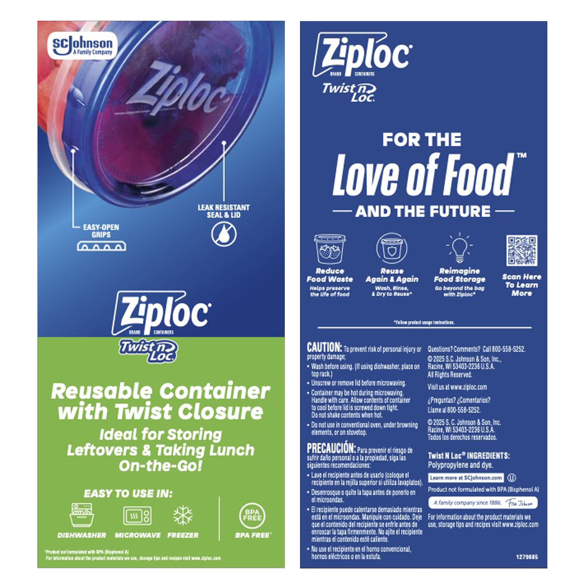 Ziploc Brand Twist n Loc Frischhaltedosen, auslaufsicheres Design, klein und mittelrund, Sortimentspackung, 9 Stück