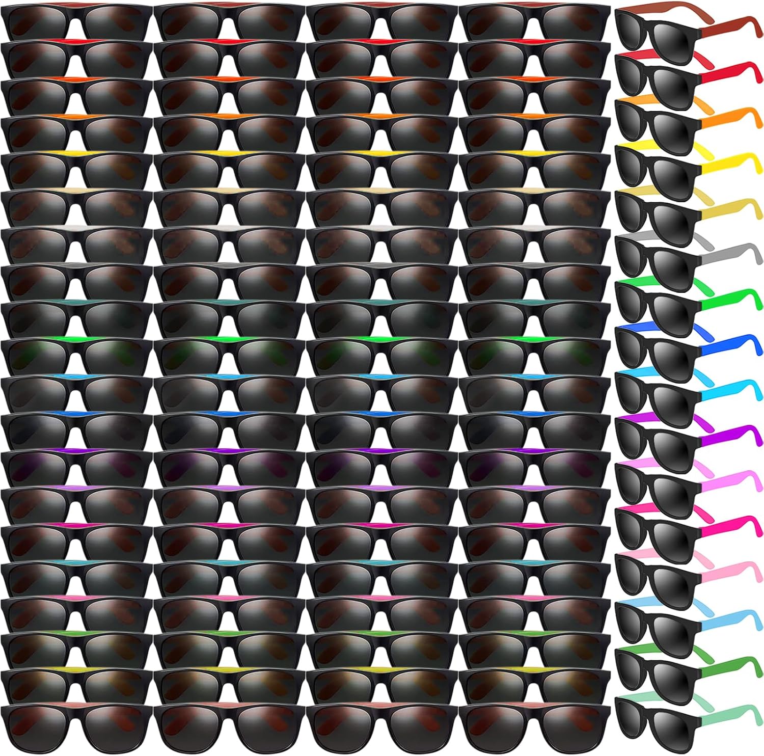 144 Pcs Neon Sunglasses Party Favors Bulk, 24 Colors Neon Party Sunglasses 80's Style Colorful Novelty Sunglasses Cool Sun Glasses for Classroom Prize, Goody Bag Filler, Birthday Party, Kid Teen Adult 144 24 Colors Style