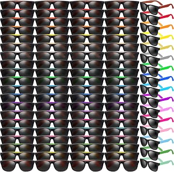 144 Pcs Neon Sunglasses Party Favors Bulk, 24 Colors Neon Party Sunglasses 80s Style Colorful Novelty Sunglasses Cool Sun Glasses for Classroom Prize, Goody Bag Filler, Birthday Party, Kid Teen Adult