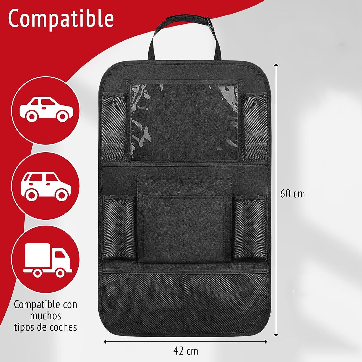 KWAYA 2 Piezas Organizador de Asiento de Coche para Jeep Cherokee/Commander/Compass/Renegade, Multi-Bolsillo Protector Trasero del Asiento de Coche para Niños