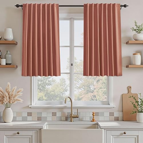 Miniatura 23 de UHITECH - Cortinas opacas de 84 pulgadas de largo, juego de 2 paneles de lino natural, 100% opacas, cortinas negras para dormitorio, sala de estar,