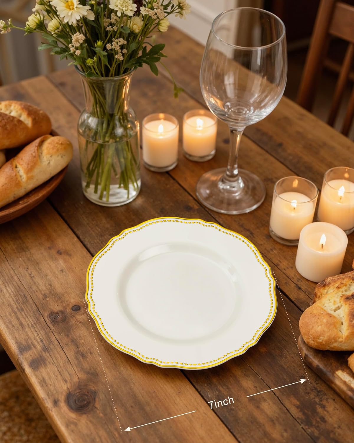 Hioasis 60 Pcs Ivory Gold Dessert Plates for Wedding image 2