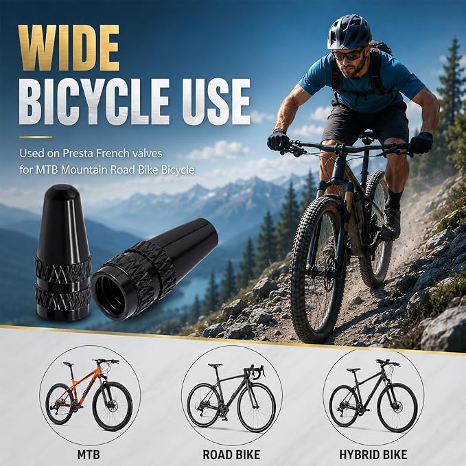 Tapas de válvula Presta negras (8 unidades) para bicicleta miniatura 7