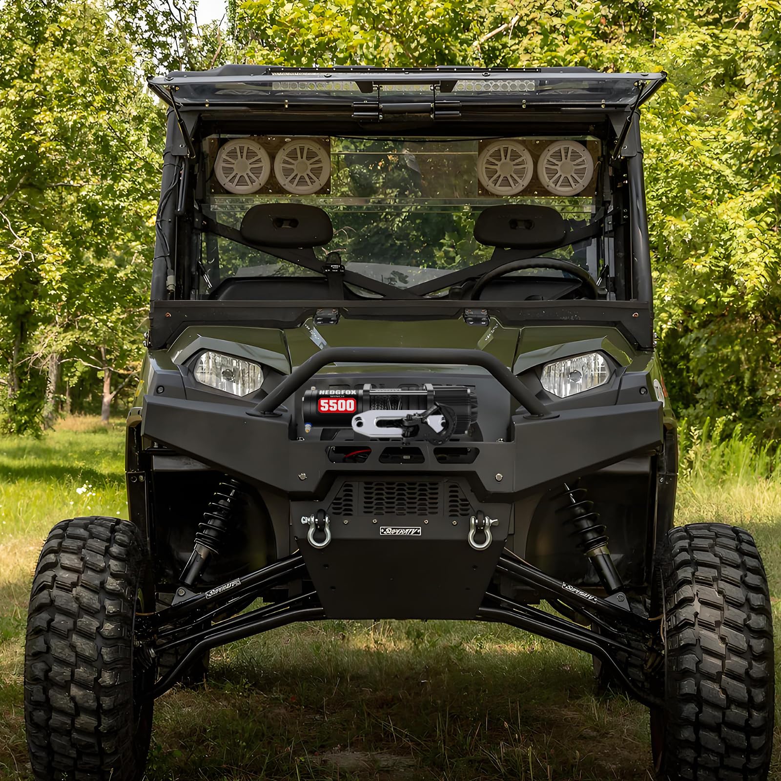 Cabrestante eléctrico de 5500 libras de 12 V impermeable con cuerda sintética Hawse Fairlead Kit para todoterreno, UTV ATV, cabrestante de recuperación con control remoto inalámbrico de mano y