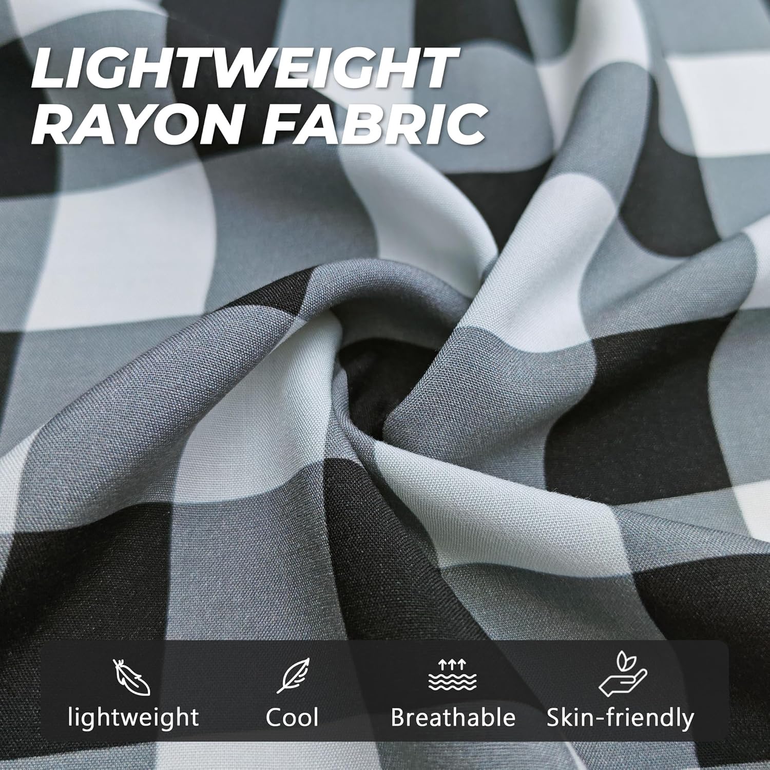 U2SKIIN Mens Pajama Pants Lightweight Cool Plaid Rayon Lounge Pj Bottoms with Pockets - Image 2