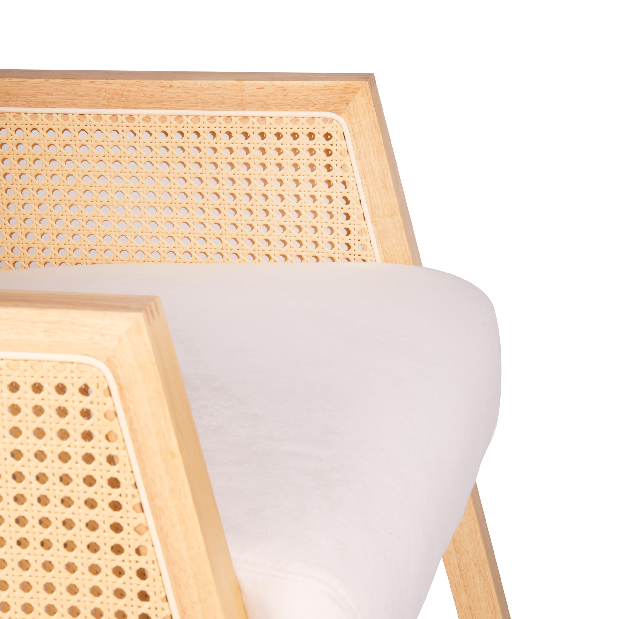 duehome | Ember, Butaca Mecedora, Sillón de Diseño, Acabado en Crema, Ratan y Madera, Medidas: 82 cm (Ancho) x 65 cm (Largo) x 98 cm (Alto)