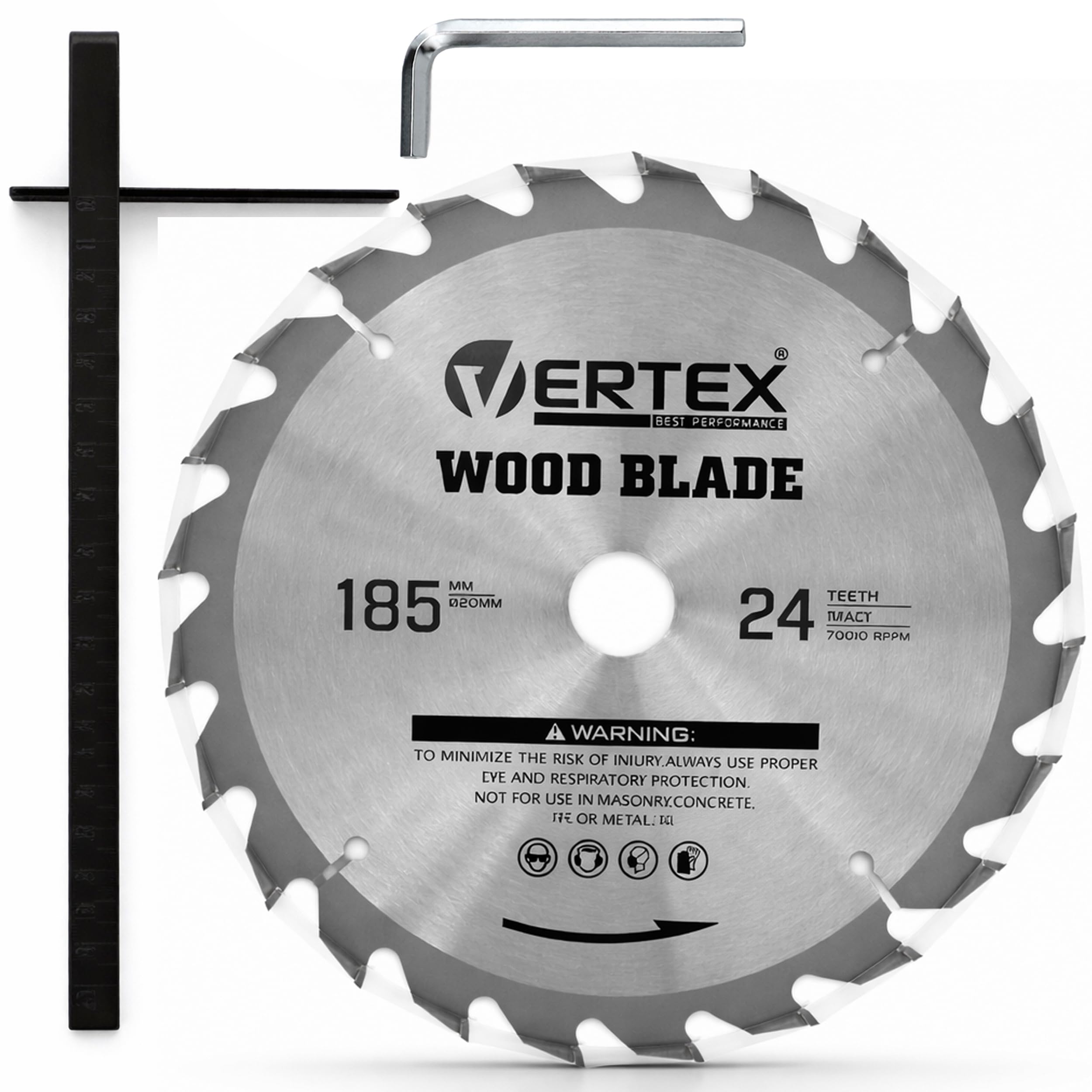 VERTEX Pilarka Tarczowa do Drewna, Płyt OSB, Ręczna, 1200W, Tarcza 185mm i Prowadnica w Zestawie, Cięcie 45° i 90°