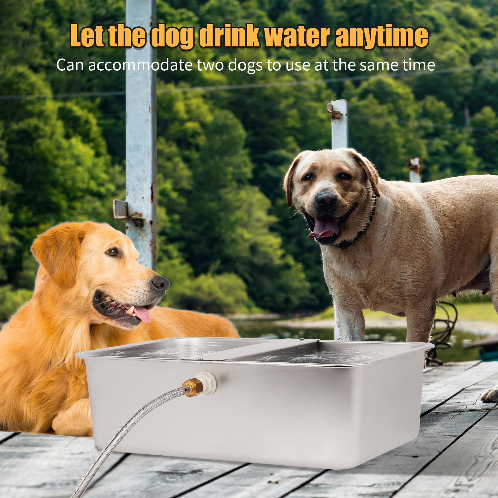 Dispensador automático de cuencos de agua para perros de raza grande, cuenco de agua de acero inoxidable para perros, bebedero para mascotas, bebedero para perros grandes, gatos, pollo, ganado (19.3 x