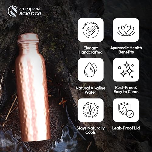 Miniatura 3 de Botella de agua de cobre puro para beber 34 oz grande - Botella de agua de cobre ayurvédica