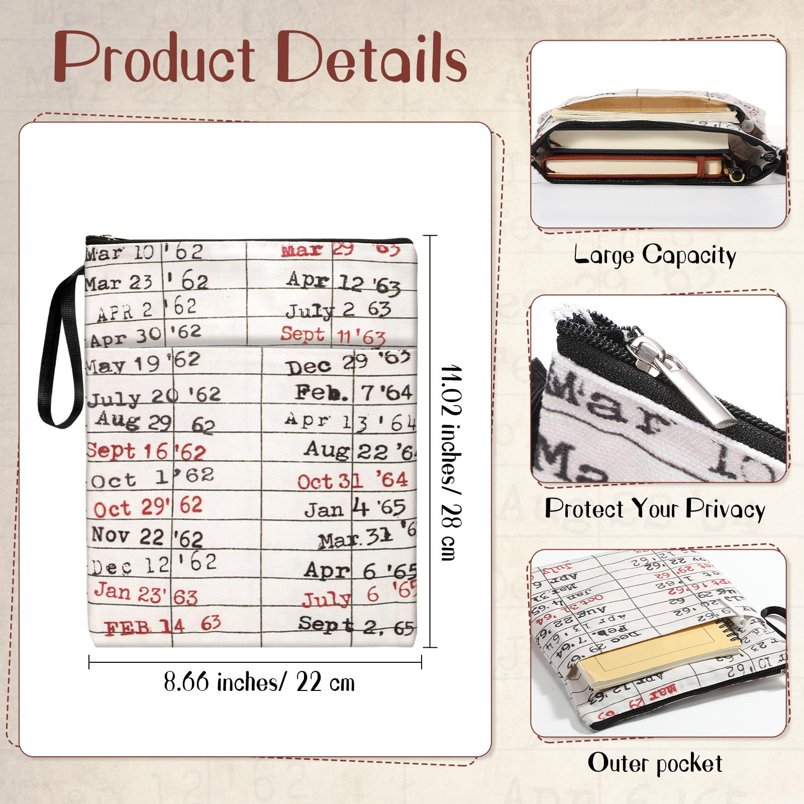Abbylike 6 fundas para libros para amantes de los libros, impermeables, fundas protectoras con cremallera para profesores, lectores, bibliotecas, clubes, recuerdos de fiesta