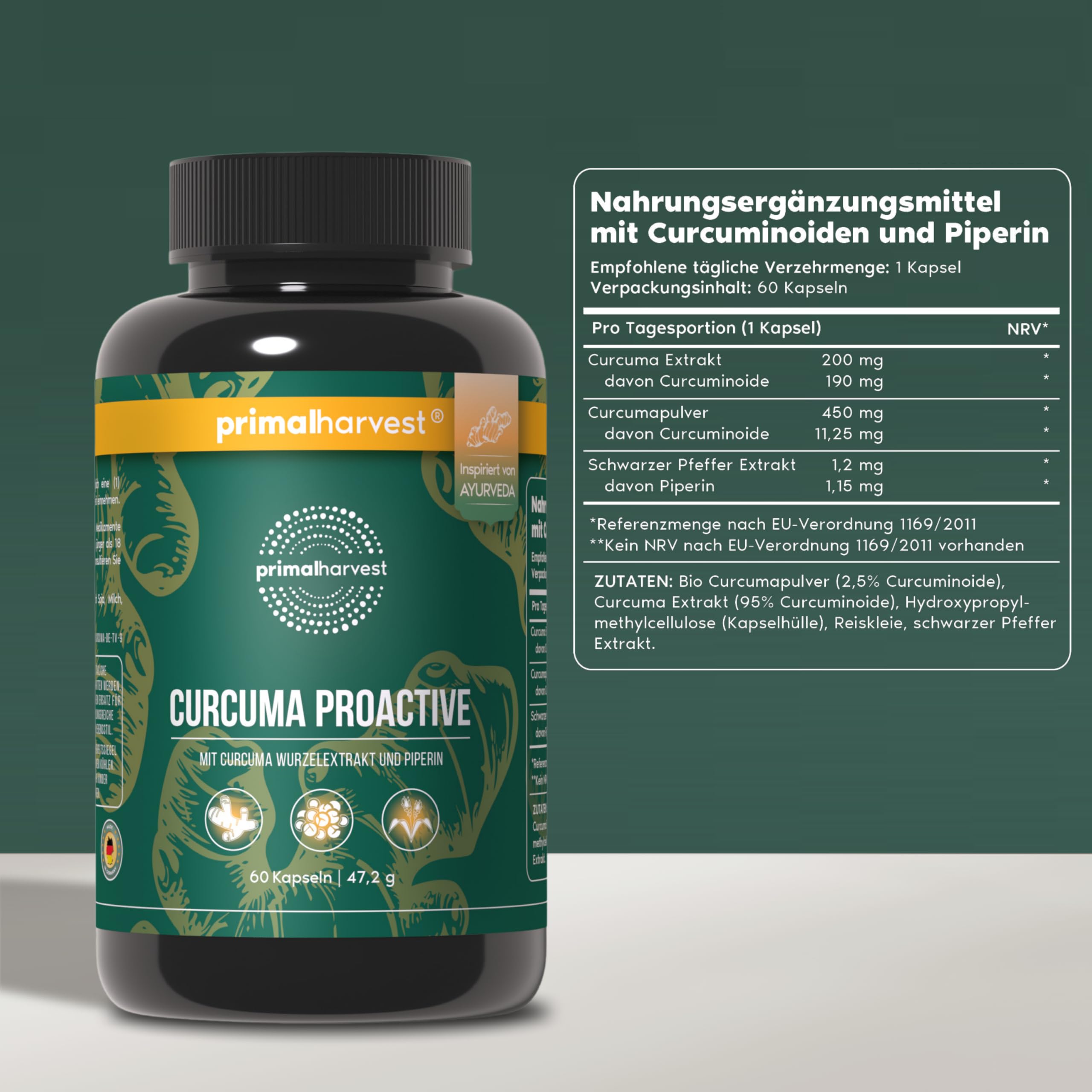 Primal Curcuma Proactive – Taglisches Supplement, glutenfrei, vegan