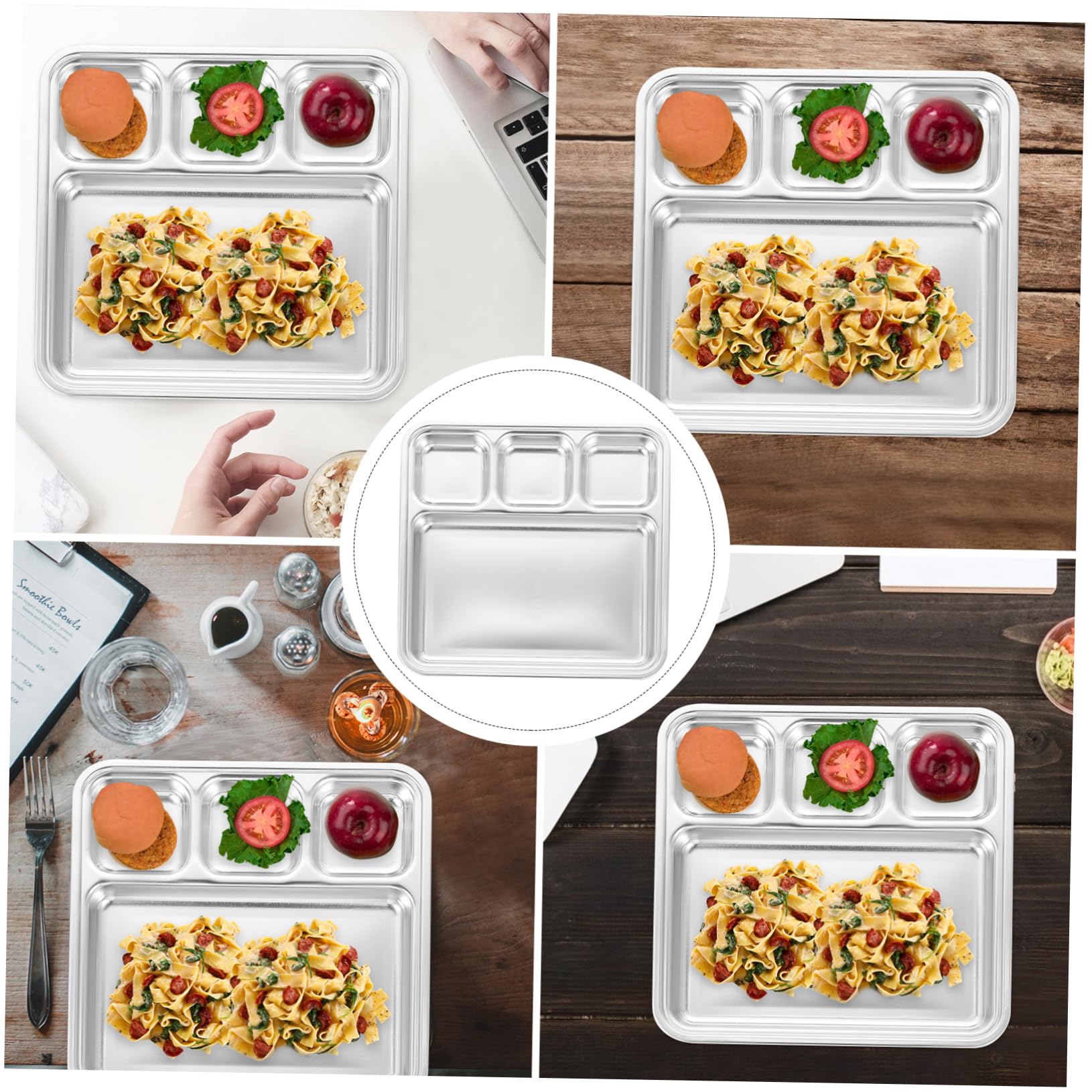 Cabilock Stainless Steel Grilled Meat Plate Multi-use Serving Tray for Outdoor Activities Camping Picnics Hiking