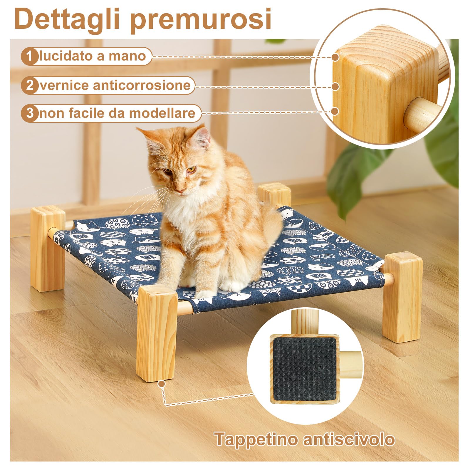 Letto Rialzato Per Cani/gatti Con Rete Traspirante - Cuscino Rimovibile, Per Interno/esterno, Viaggi