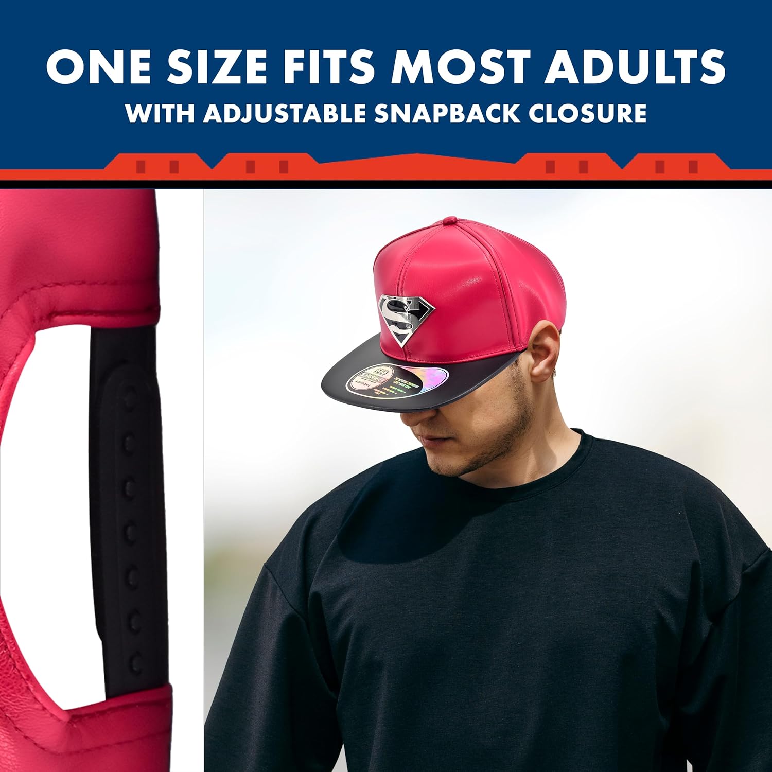 Concept One Unisex-Adult DC Comics Superman Baseball Cap, Adult Adjustable Snapback Hat with Flat Brim for Men and Women - Image 4