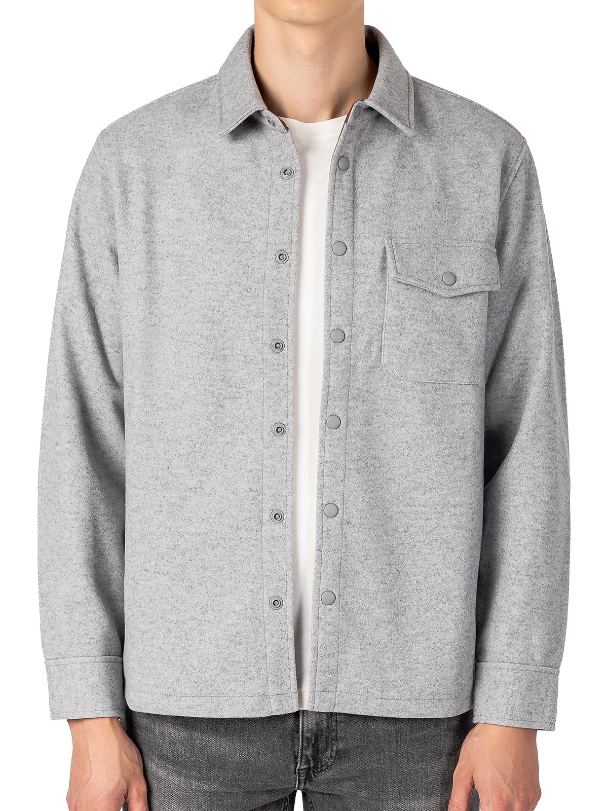 Mega Tshop Men's Casual Shirt Jacket Long Sleeve Button Up Overshirt | Shacket, Soft Brushed Fabric, Warm, Snap Closure, Pockets, XS-4XL, Vintage, Fall, Winter, Casual, Work, Hiking, Camping