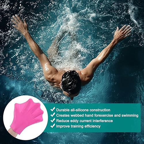 Miniatura 5 de Guantes de natación de silicona, guantes de natación con malla tipo rana de dedo, guantes de entrenamiento de natación, resistencia al agua para