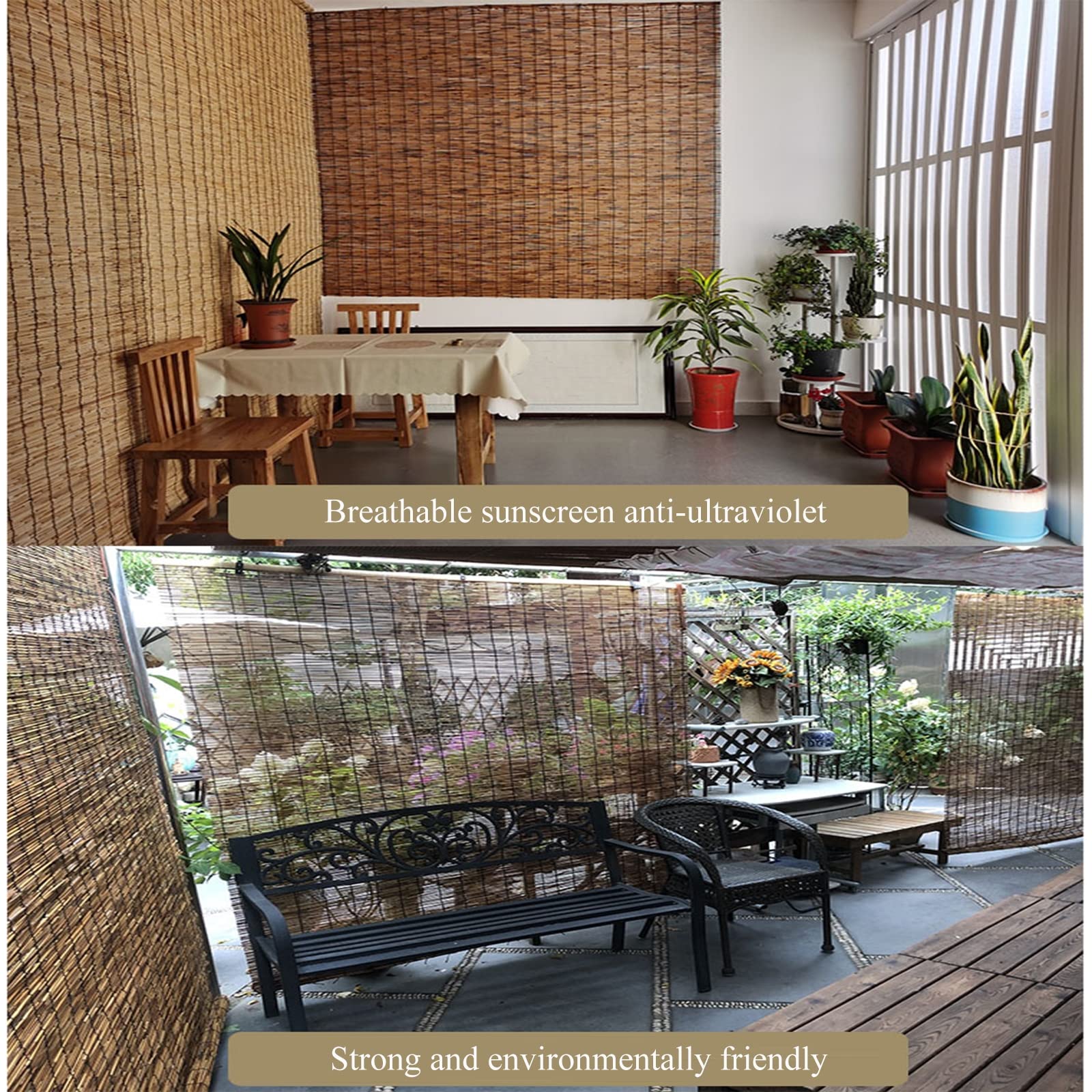 Tapparella Avvolgibile bambù,Tenda di Canna,Tapparelle in Reed,Frangisole termoisolanti,Tenda Rullo retrò,Anti-UV/Impermeabile,per Esterno/Interno,Personalizzabile,W115xH230cm/45x91in