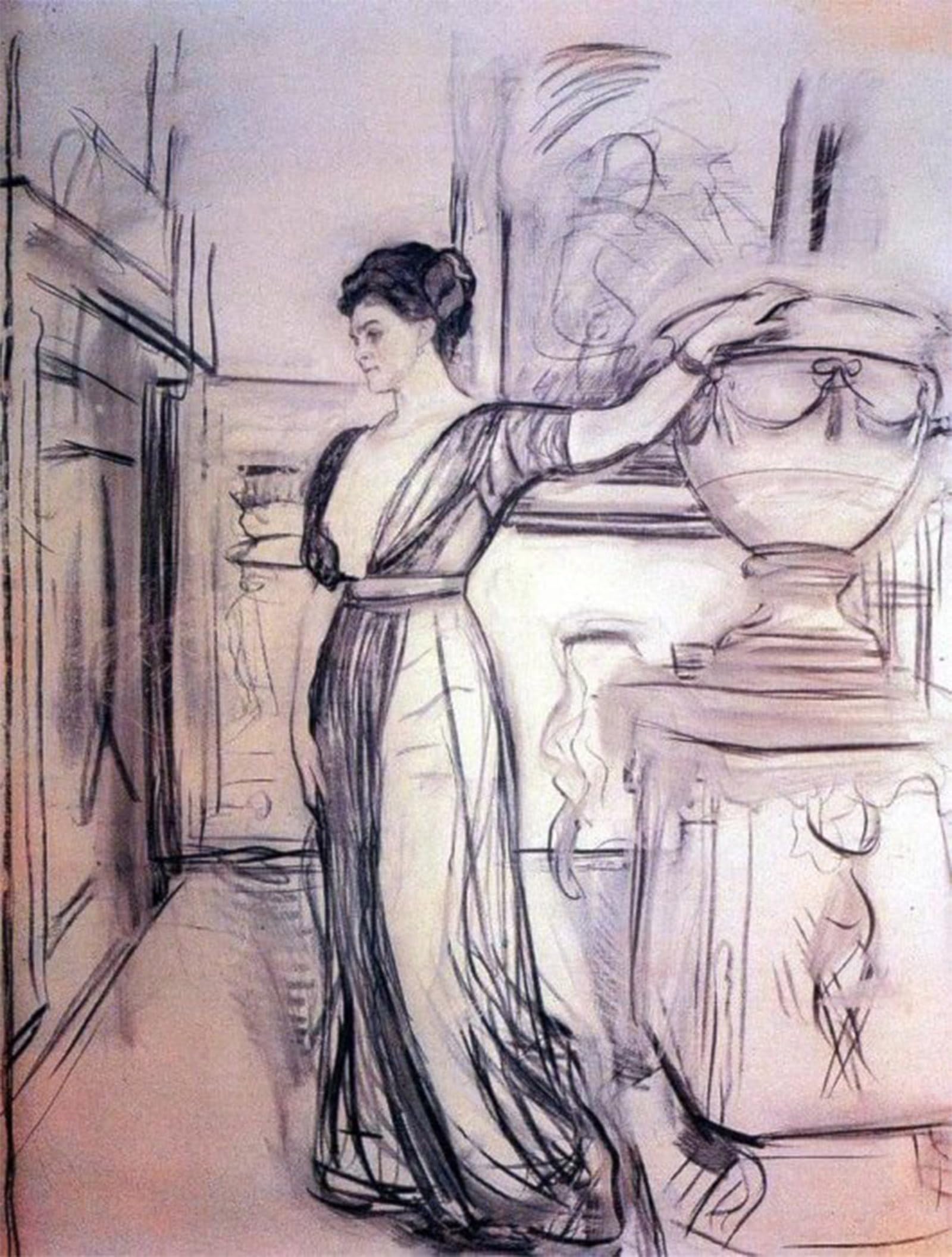 Cuadro sobre lienzo Valentin Serov Ritratto di PI Scherbatova para dormitorio 60x90cm 5