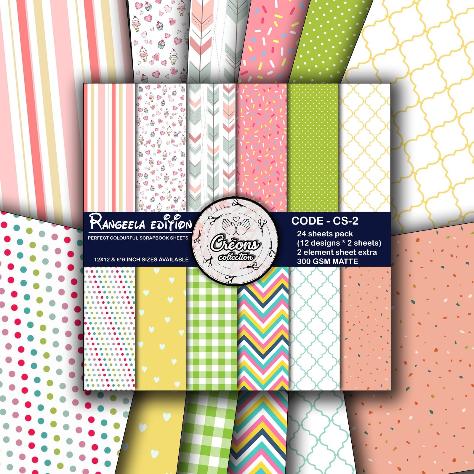 G2g Rangila Colorful Pastel Scrapbook Paper Pack | 24 Sheets | 300 GSM | A4 Paper pack | Thick Matte Craft Paper for DIY, Journals, Explosion Box, Card Making-image-14