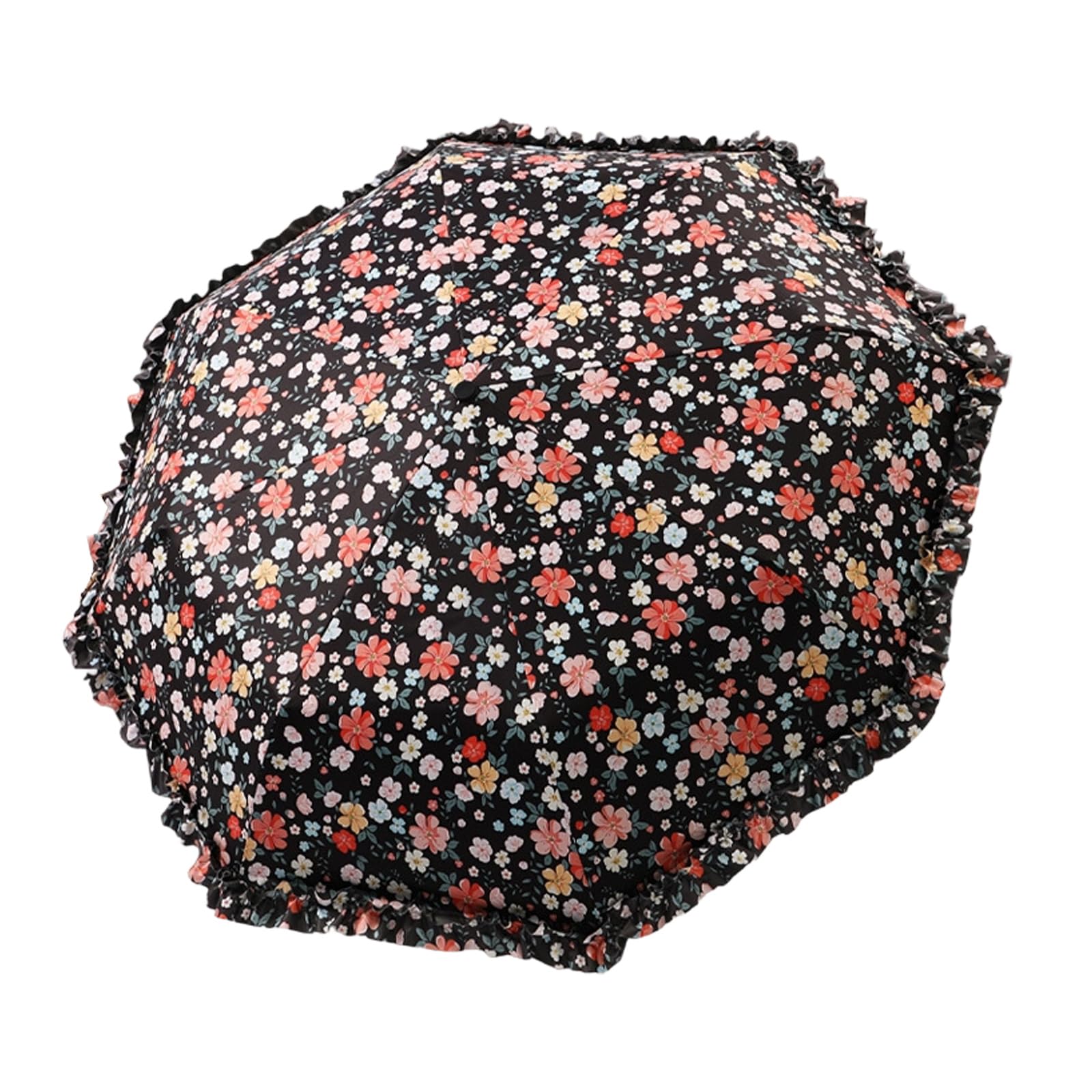 APGLSXY Portable 97Cm Automatic Umbrella with Black Lace Border and Strong Steel Frame Windproof Rain and Light Umbrella