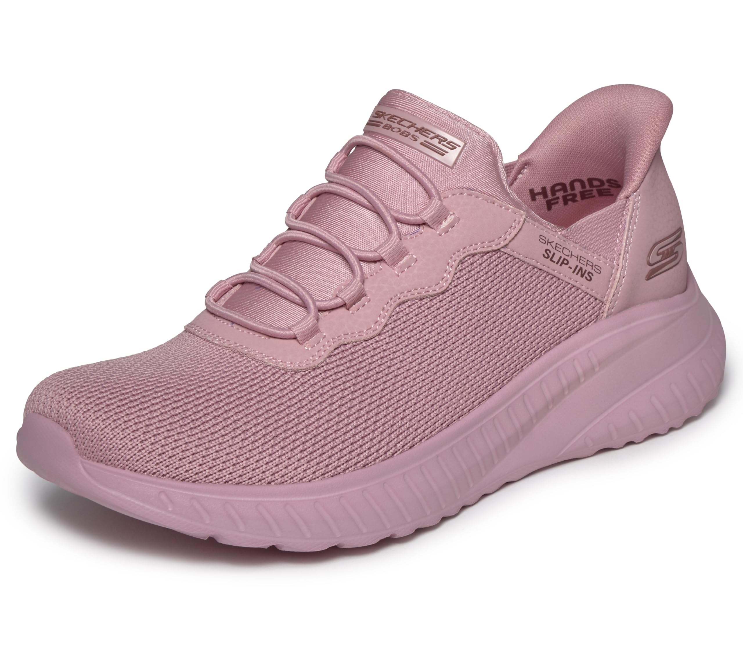 Skechers Women's Bobs Sport Squad Chaos Slip-Ins Rose Low Top Sneaker Shoes 11