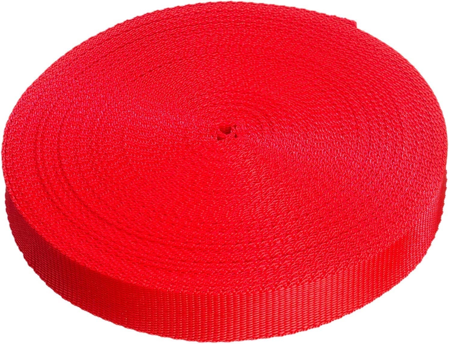 25mm x 50m Webbing Roll Polypropylene for DIY, Straps, Harnesses, Lashing and more | 970lb / 440kg breaking strain | Made in UK (Red, 50) — image 1