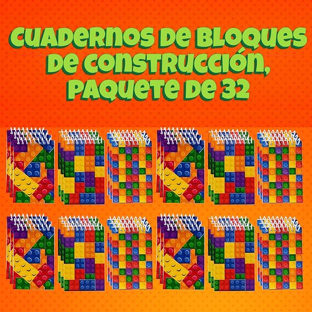Foto 7 de 7 de Bedwina Mini cuadernos de bloques de construcción (32 pzs), blocs de notas en espiral estilo ladrillos