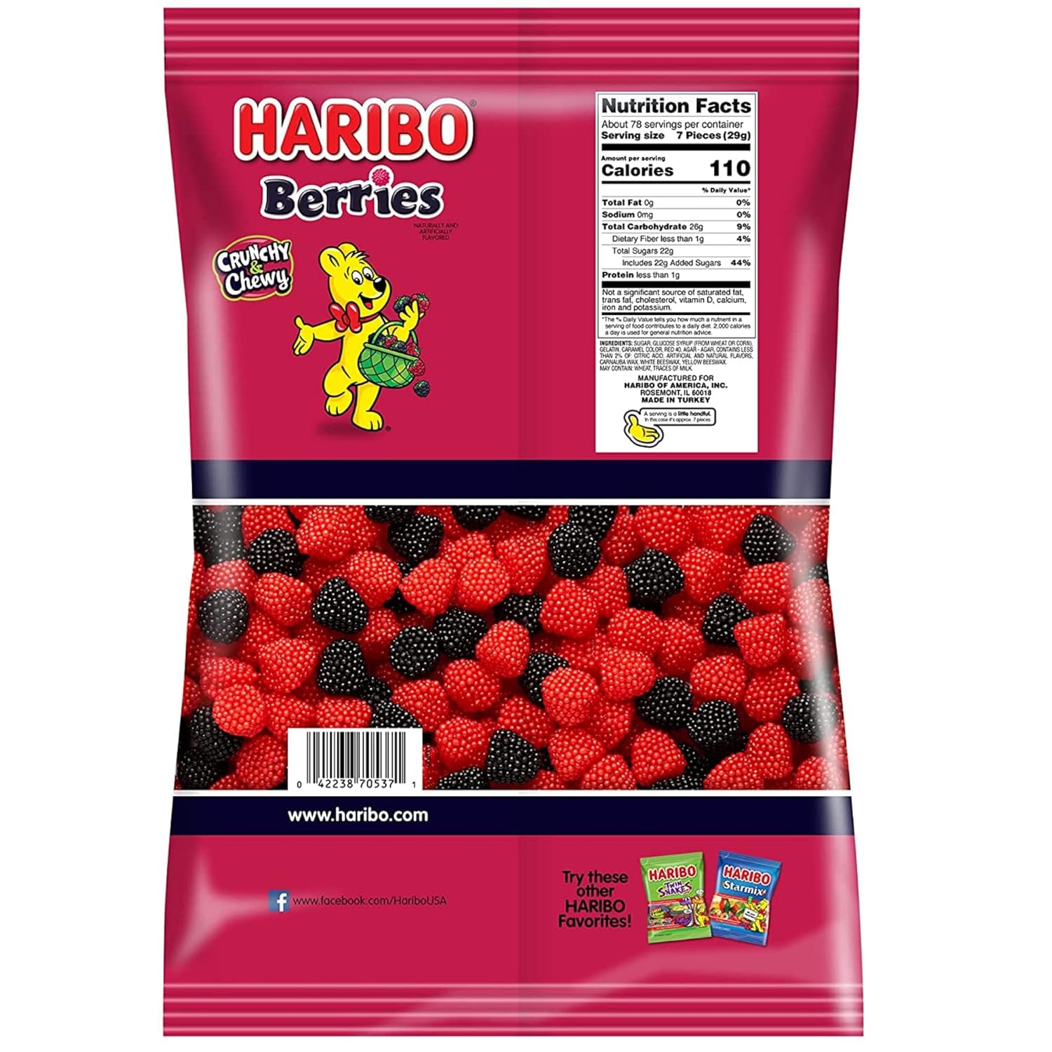 Buy Haribo Berries Gummi Candies, Soft and Fruit Flavored Shareable