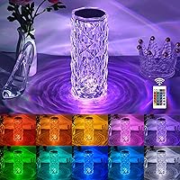 Vista 1 de Lámpara de cristal, lámpara de mesa táctil con control remoto, luz nocturna, lámpara cambiante de color 16 RGB, lámpara LED inalámbrica de diamante
