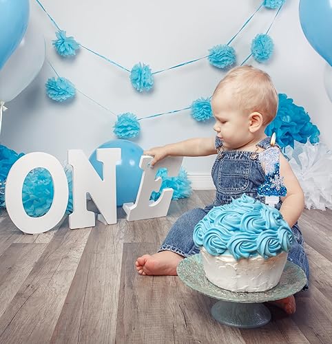 Miniatura 6 de Velas de cumpleaños azules 7, velas de cumpleaños número 7 con purpurina azul y blanca con suministros de fiesta de copo de nieve