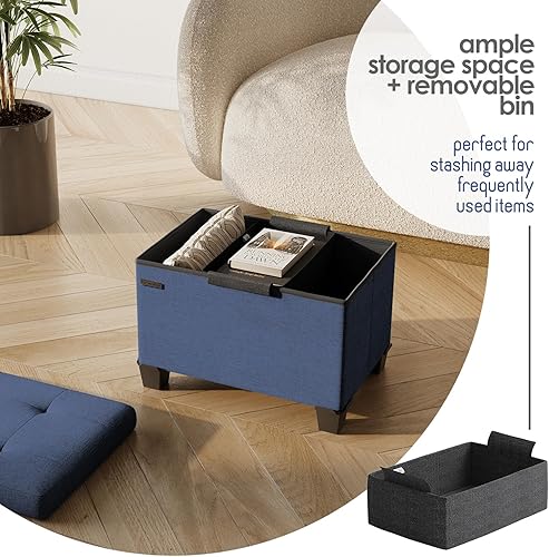 Miniatura 228 de Otomana plegable para dormitorio o sala de estar, con contenedores de almacenamiento, reposapiés para el extremo de la cama, soporta hasta 660 lb,