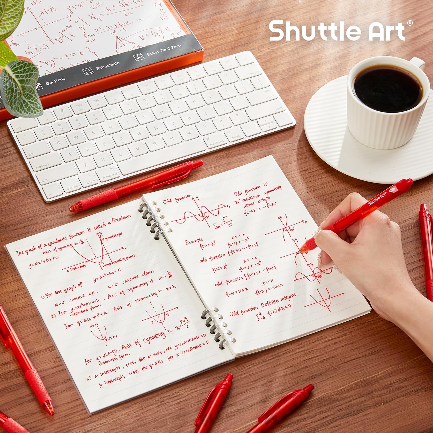 Shuttle Art Red Gel Pens, 40 Pack Retractable 0.7mm Medium Point Rollerball Red Ink Pens Smooth Writing with Comfortable Grip for Writing Journaling Taking Notes Office School Home - Image 5