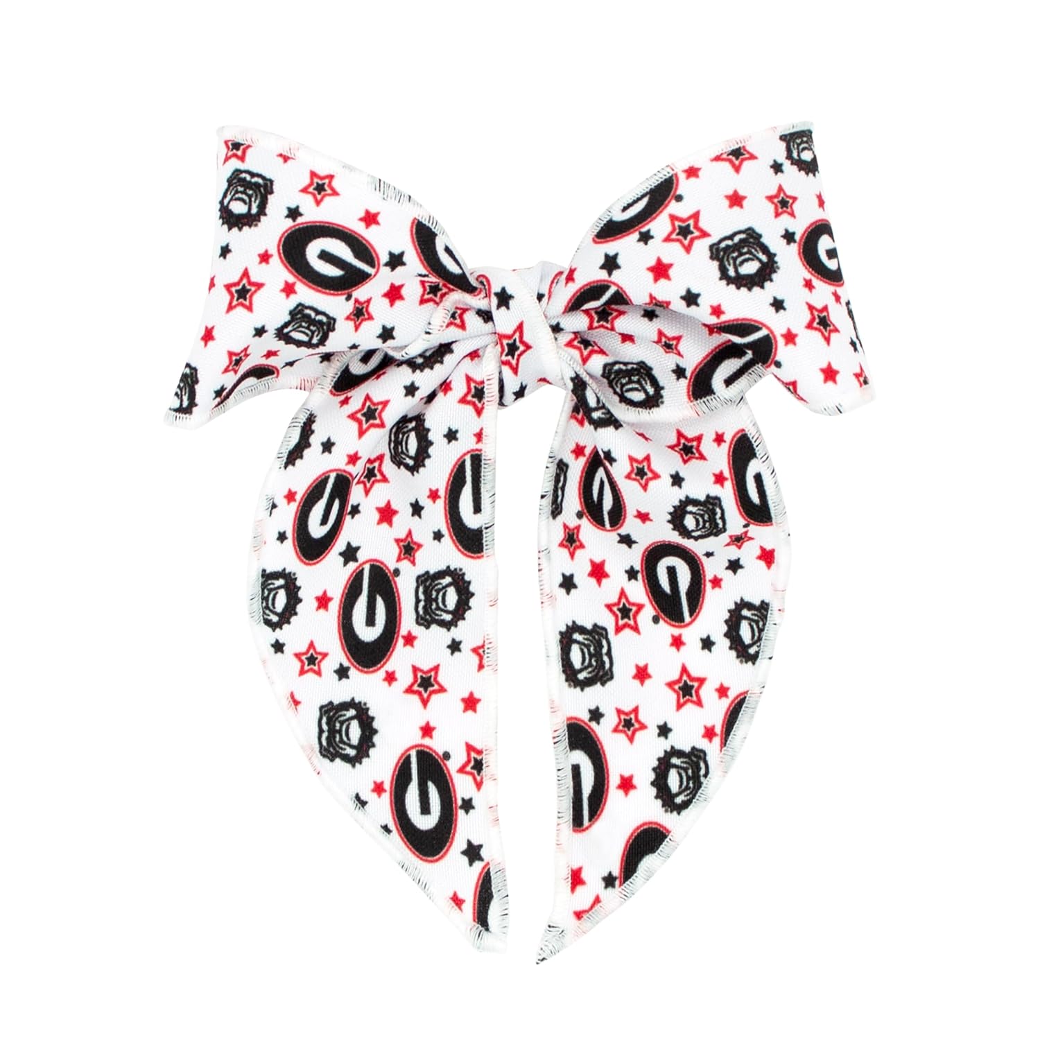 Divine Creations Girls' Collegiate Themed Game Day Whimsy Long Tail Hair Bow by Wee Ones on a WeeStay Clip, Medium, Georgia Bulldogs