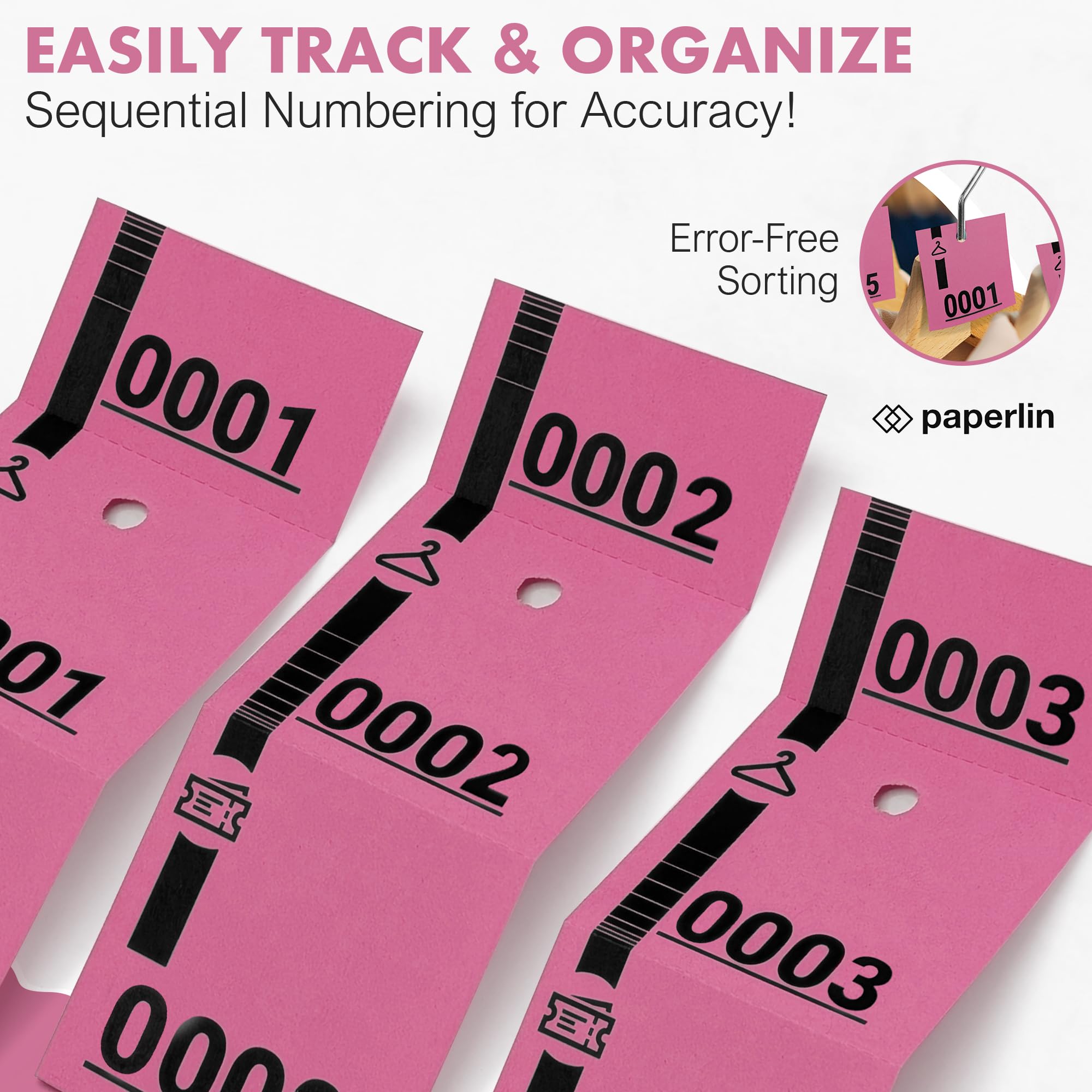 1000 tickets vestiaire numérotés - Carnets avec Talons, Vignettes Prédécoupés et Perforés - Idéal pour Événements, Organisations, Penderie, Garderobe, Consigne - 20 Paquets de 50