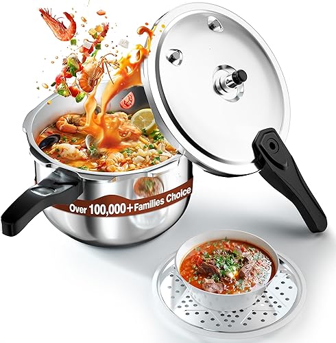 WantJoin Olla a presión, olla a presión de acero inoxidable de 11 cuartos de galón, utensilios de cocina compatibles con inducción con dispositivos