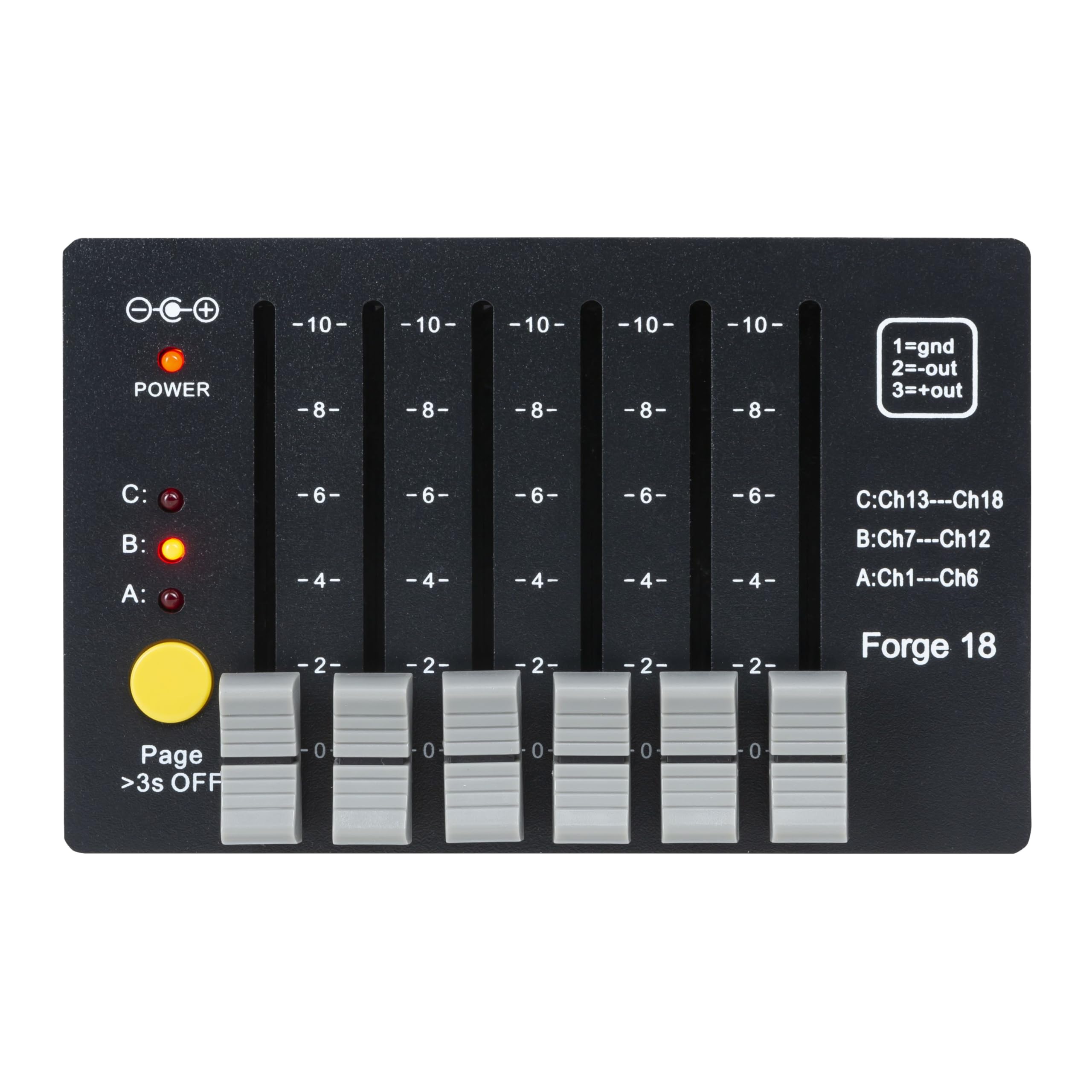 DMX Controller Forge 18, Kompakter 18-Kanal Controller, Ideal für kleine Licht-Setups