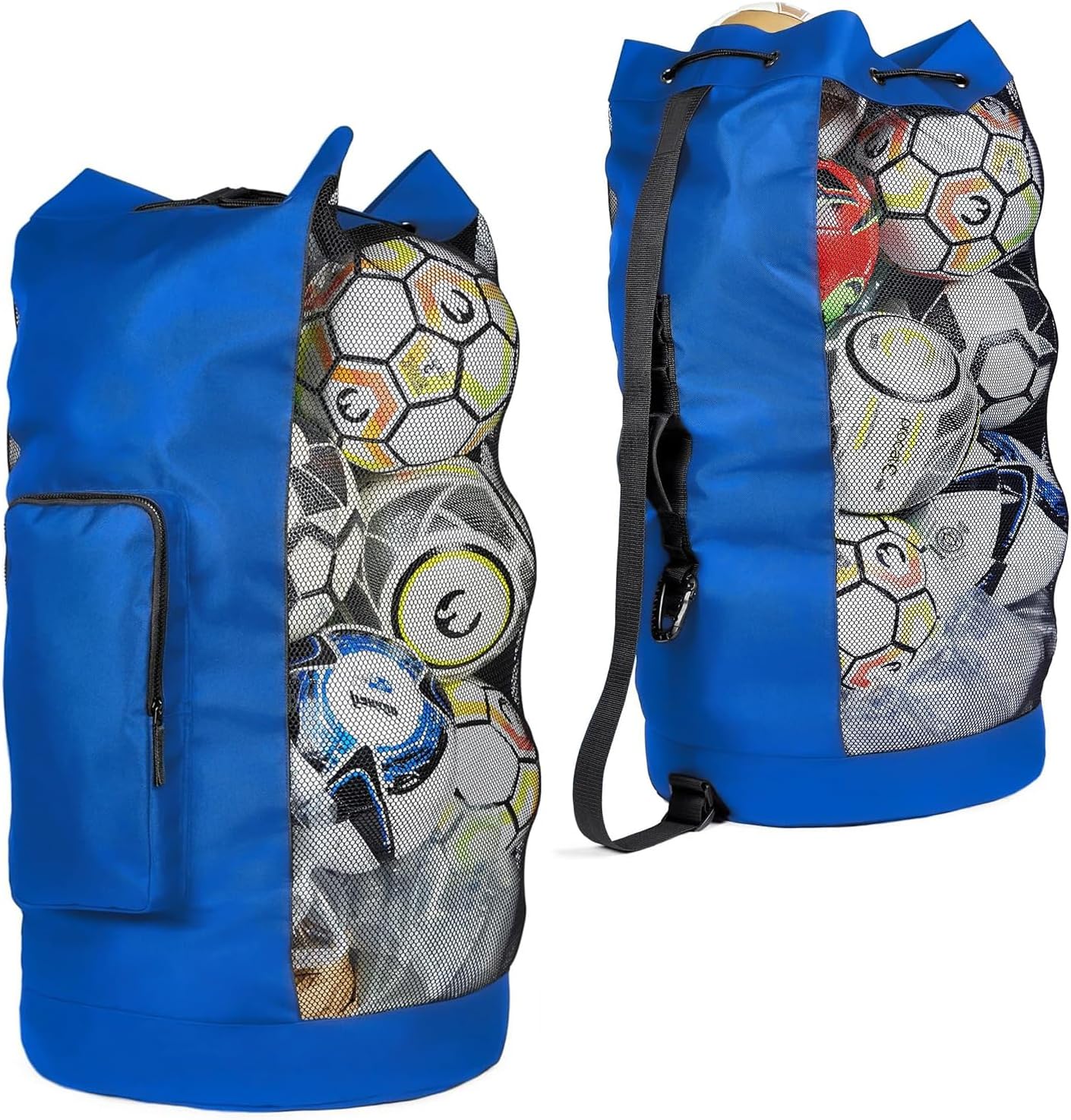 Fitdom Heavy Duty XL Soccer Mesh Equipment Ball Bag w/Adjustable Shoulder Strap Design for Coach. with an Over-Sized Front Pocket for Sporting Accessories. Best for All Outdoor & Water Gears
