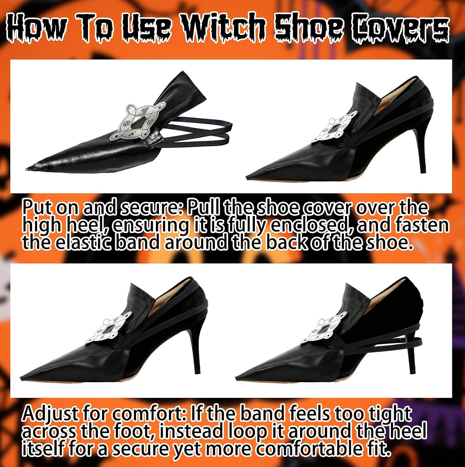 Witch Shoe Covers, Witch Costume Accessories for Women Adults, Halloween Woman Witches Fake Shoes Costumes Accessory for Copslay & Dress Up image 3