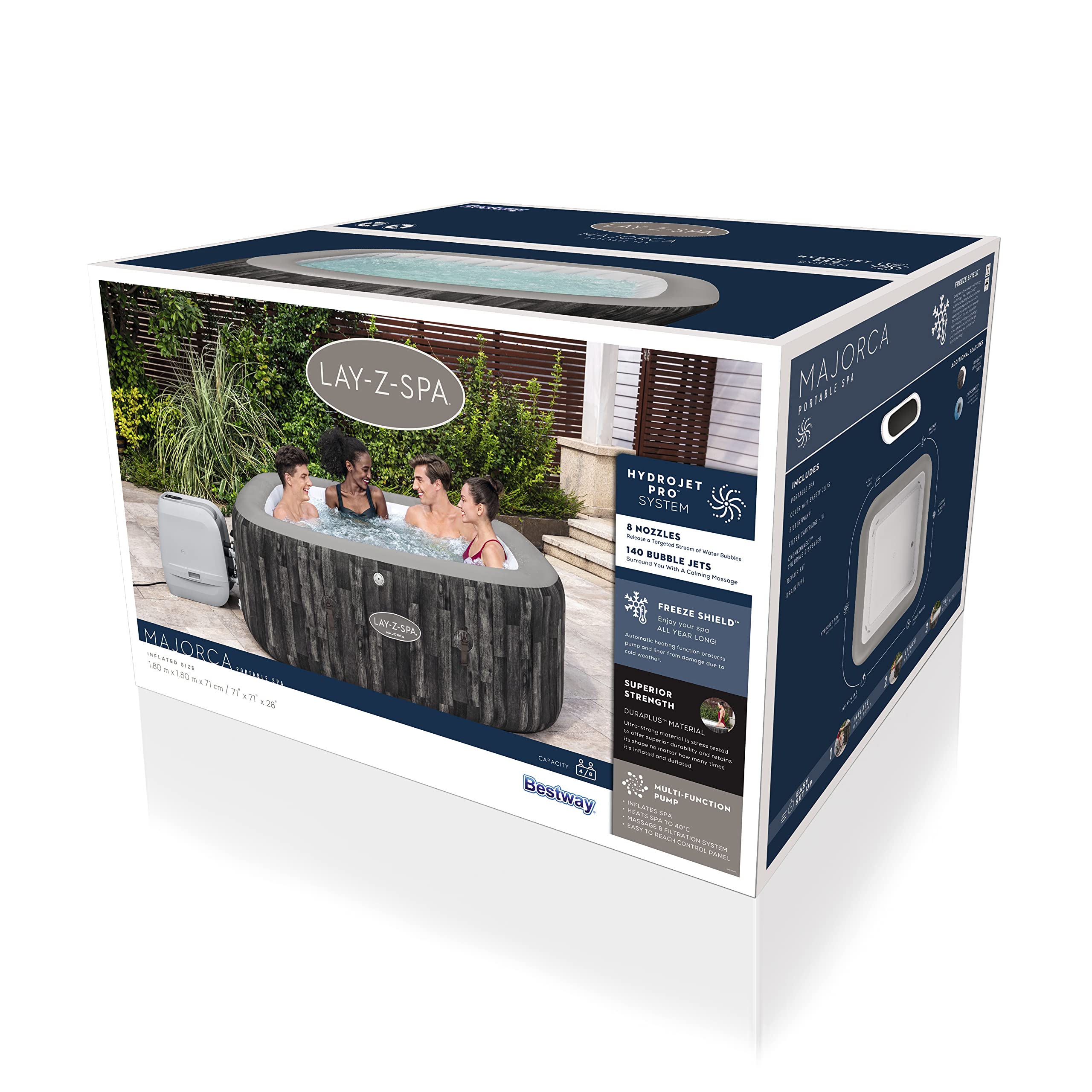 BESTWAY Spa Gonflable carré Lay-Z-Spa Majorca Hydrojet Pro 4-6 Personnes