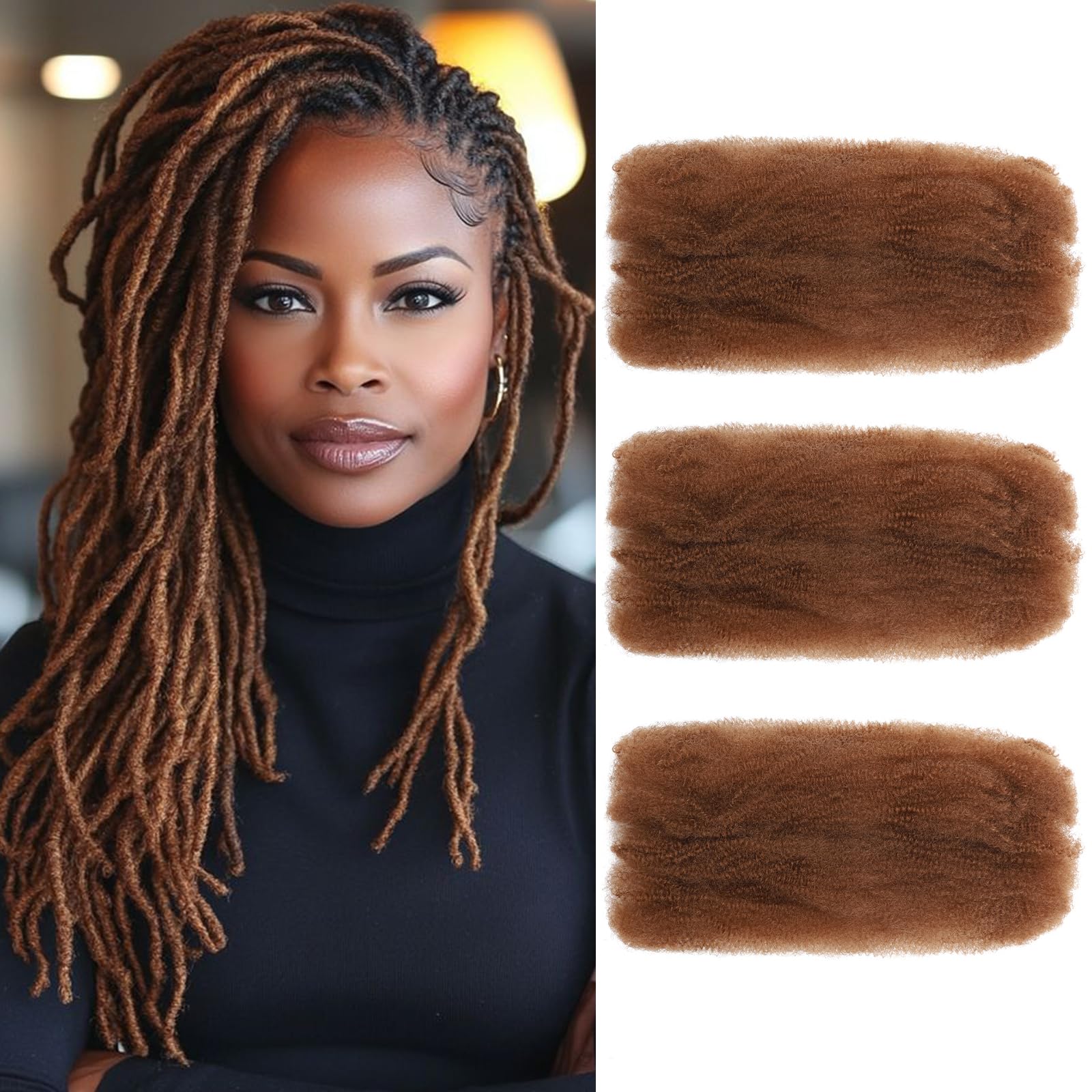 TOOPBIUTI Afro Kinky Bulk Hair 12 Inch Spring Twist Braiding Hair Bulk Locs Dreadlock Extensions Afro Kinky Curly Crochet Braid Hair (30#