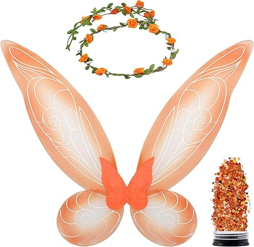 Miniatura 8 de FUNCREDIBLE Juego de accesorios de disfraz de hada  Alas de hada corona de hadas con purpurina  Alas de hadas de dientes dorados adultos